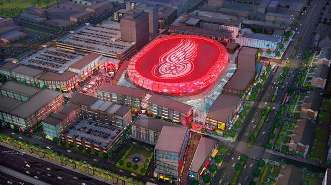A rendering of the proposed $450 million arena in downtown Detroit.