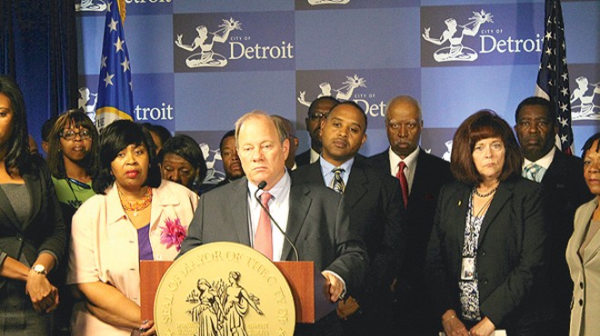 Detroit Mayor Mike Duggan at a press conference in August 2014 unveiling a water bill payment plan.