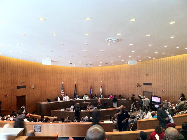 Detroit City Council meeting on March 24, 2015 was moved to the Erma Henderson Auditorium at the Coleman A. Young Municipal Center after a large crowd turned out.