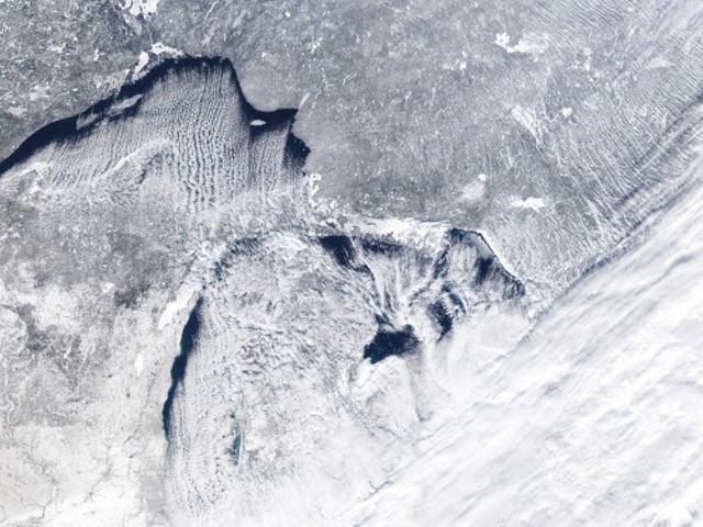 Lake Erie is almost completely frozen over