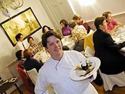 Shiro's executive chef, Bradley Durr, serves filet mignon topped with gorgonzola cheese and wild mushroom demi-glace.