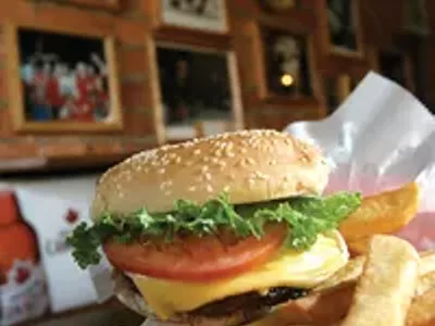 The Anchor's cheeseburger and fries.