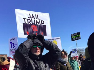 Hundreds of protesters met Trump on his first visit to Michigan. They'll be out again when the president comes to Washington Township this Saturday.