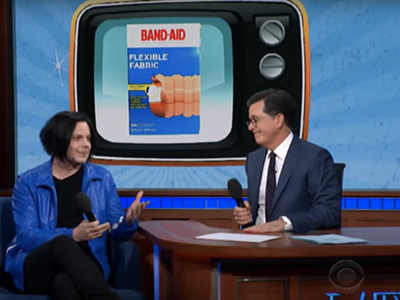 Image: Watch Jack White and Stephen Colbert sing extended commercial jingles