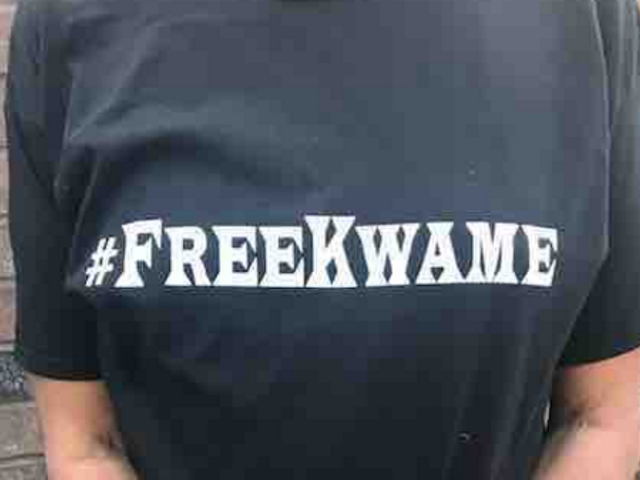 #FreeKwame tee shirts help raise money for the imprisoned ex-mayor's legal defense fund.