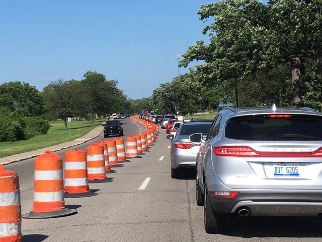 One of many 2017 traffic jams on Belle Isle that were caused b the Grand Prix.