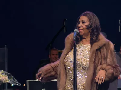 Aretha Franklin performing at Chene Park in 2015.