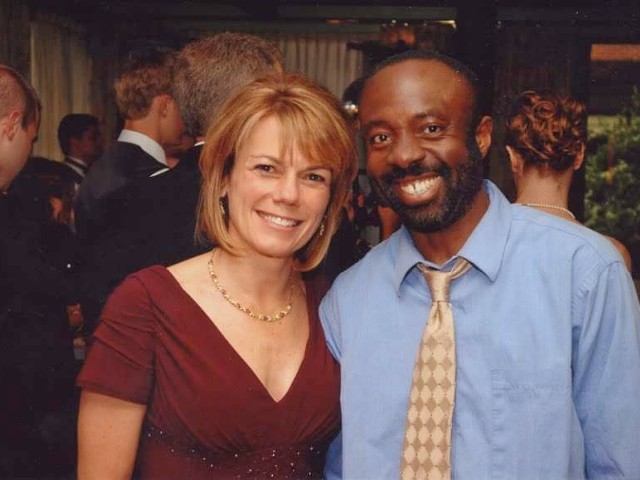 Francis Anwana, right, and his first American teacher, Diane Newman.