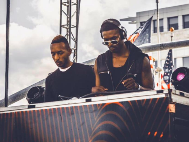 Damarii Saunderson, right, plays Movement Electronic Music Festival with his brother in 2016.