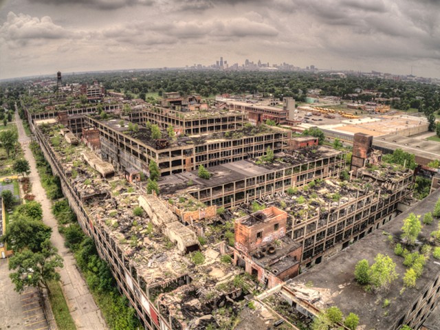 Aerial view of the Packard Plant.