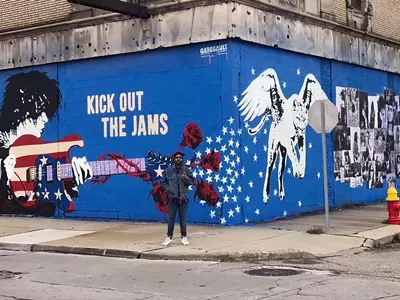 Muralist Gabe Gault painted a mural at the Grande Ballroom.