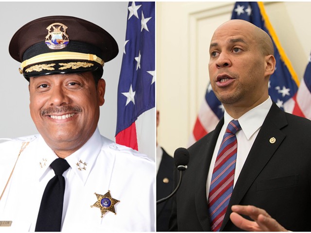 Sheriff Benny Napoleon (left) and presidential candidate Cory Booker.