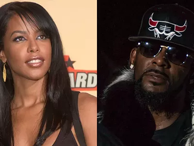 Aaliyah in 2001. R. Kelly in 2016.