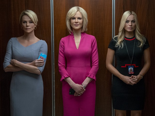 Blonde ambition: Charlize Theron as Megyn Kelly, Nicole Kidman as Gretchen Carlson, and Margot Robbie as Kayla Pospisil in Bombshell.