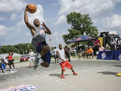 Rocket Power vs The Contenders during the finals at Red Bull Reign 3v3 basketball tournament, held at Halle Stadium in Memphis, TN, USA on 11 July 2015.