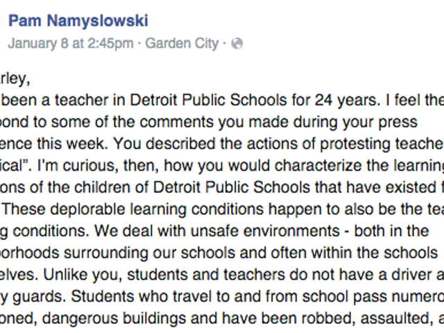 Detroit teacher posts open letter to emergency manager