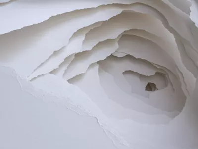 Image: Artist Angela Glajcar creates trippy, otherworldly works of art using just torn paper K.OSS Contemporary Art