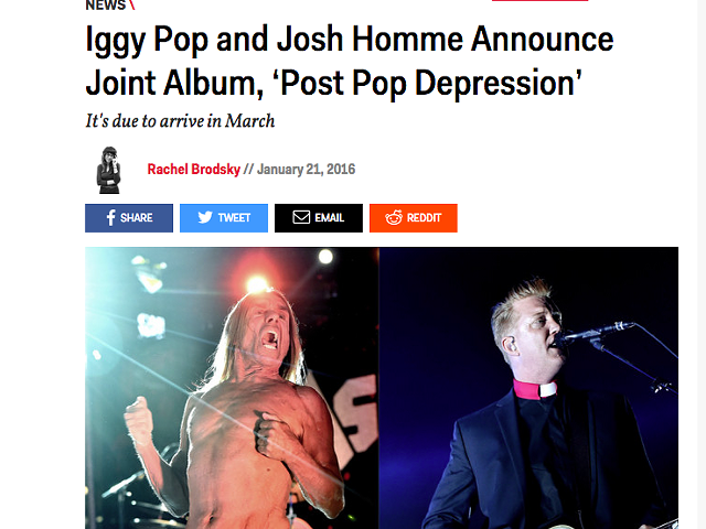 'SPIN' reports collaborative LP by Iggy Pop and Josh Homme