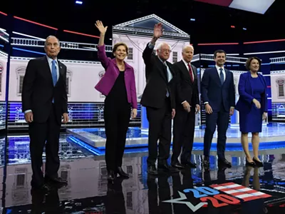 Mike Bloomberg, Sen. Elizabeth Warren, Sen. Bernie Sanders, former Vice President Joe Biden, Mayor Pete Buttigieg, and Sen. Amy Klobuchar at a recent debate.