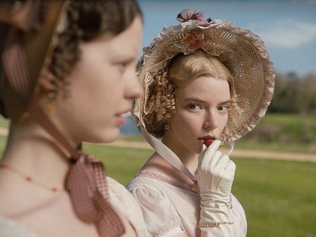 Mia Goth (left) as Harriet Smith and Anya Taylor-Joy (right) as Emma Woodhouse in director Autumn de Wilde’s Emma.