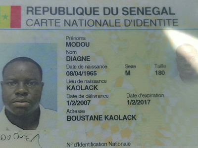 Modou Diagne's ID card.