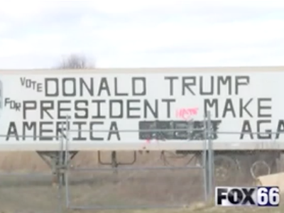 Image: Pro-Donald Trump I-75 billboard defaced