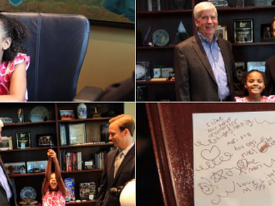 Image: Gov. Snyder co-opts a positive Flint moment, invites the little girl who wrote Obama to Lansing