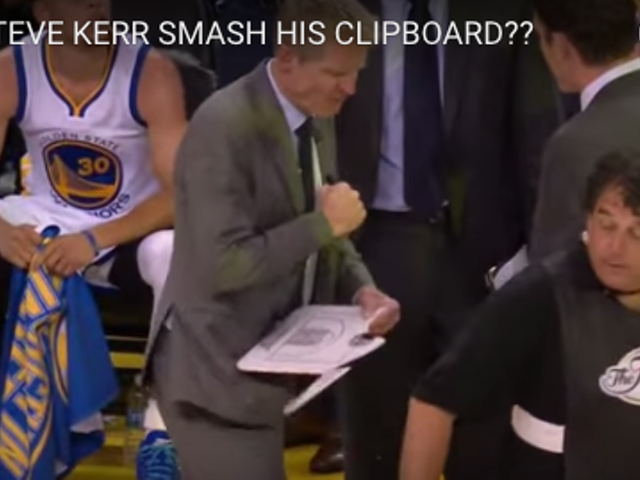 Watch Warriors coach Steve Kerr break his whiteboard in one punch
