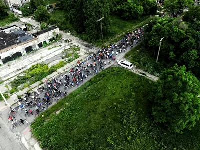 Image: We flew a drone over Monday's Slow Roll Detroit