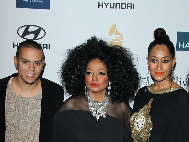Diana Ross with her children, Tracee Ellis Ross and Evan Ross