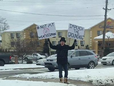 Image: This Kalamazoo man protesting Groundhog Day is a hero