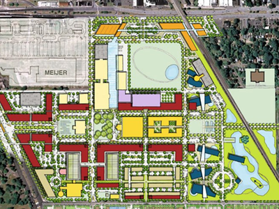 Proposal map from the Michigan State Fairgrounds Development Coalition