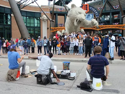 Street drummers in Detroit.