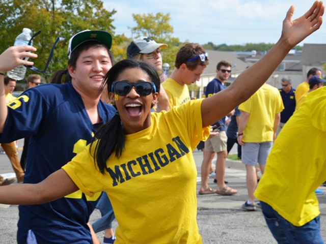 University of Michigan football fans enter the stadium before the BYU game on September 26, 2015.