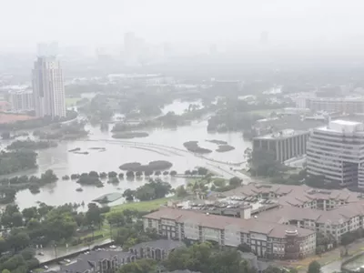 An aerial view of Houston showing the extent of flooding caused by Hurricane Harvey.