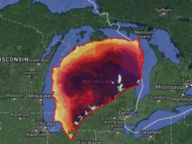 This is what Hurricane Harvey would look like if it landed in Michigan
