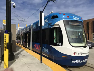 The QLine stops on Woodward Avenue at Canfield Street.