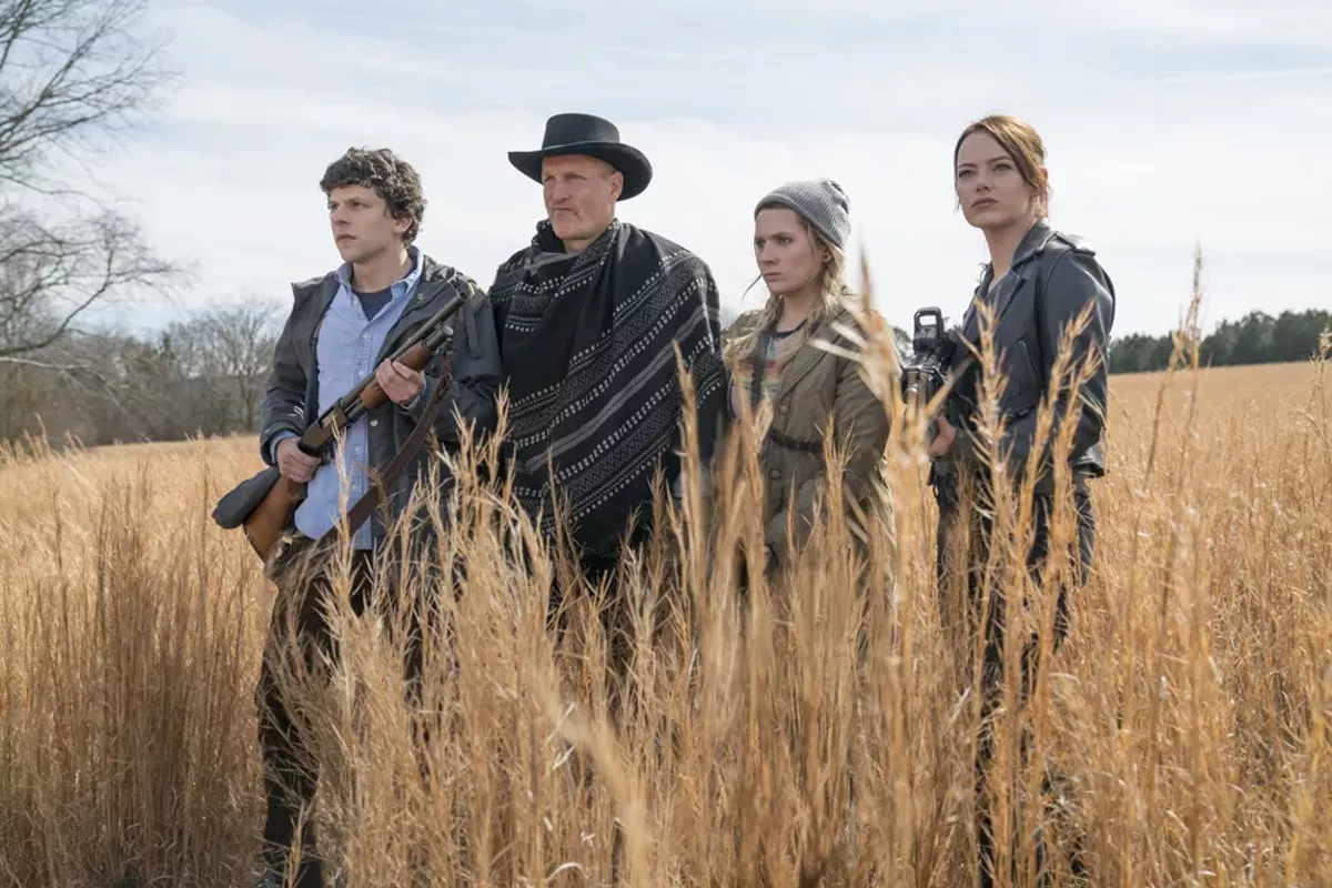 Image: Jesse Eisenberg, Woody Harrelson, Abigail Breslin, and Emma Stone in Zombieland: Double Tap.