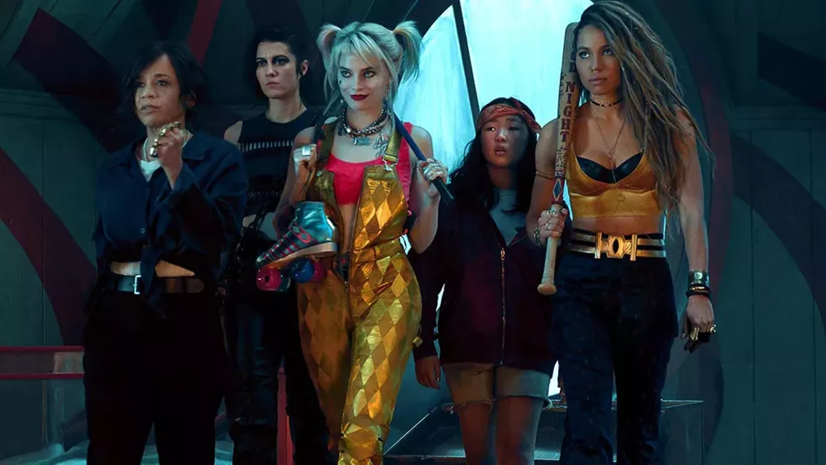 Image: Birds of a feather: Margot Robbie, center, leads a girl gang as DC anti-hero Harley Quinn.