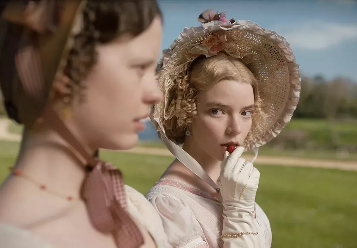 Image: Mia Goth (left) as Harriet Smith and Anya Taylor-Joy (right) as Emma Woodhouse in director Autumn de Wilde’s Emma.