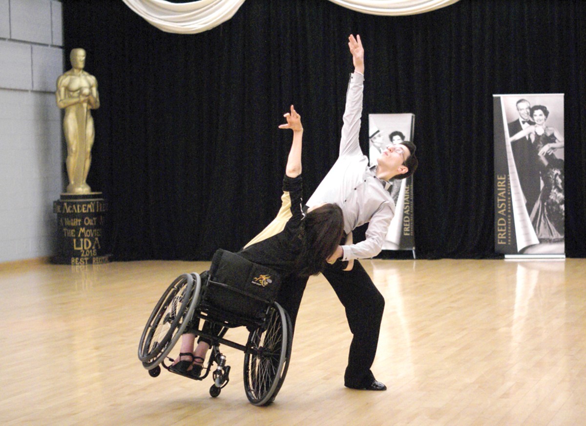 The Rehabilitation Institute of Michigan’s Cheryl Angelelli, left, with partner Tamerlan Gadirov during a Dance Mobility class at Fred Astaire Dance Studio in Bloomfield Hills.