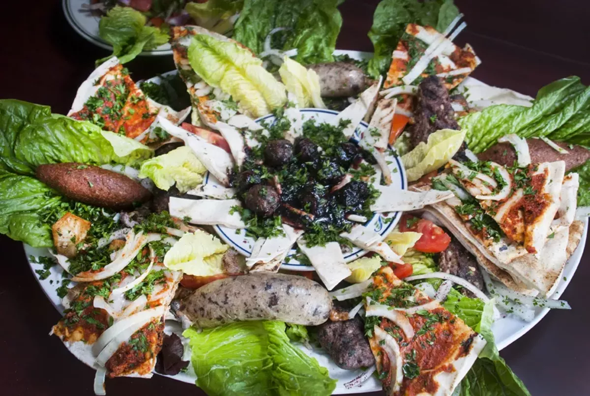 Image: Platter centered with cherry kabob from Al Chabab.