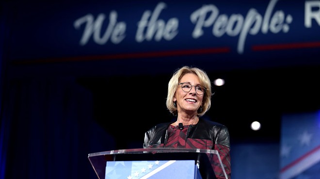 Betsy DeVos speaking at the 2017 Conservative Political Action Conference in National Harbor, Maryland.