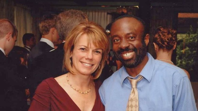 Francis Anwana, right, and his first American teacher, Diane Newman.
