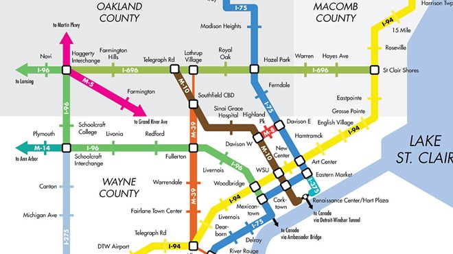 Here's what Detroit's freeways would look like as a subway map