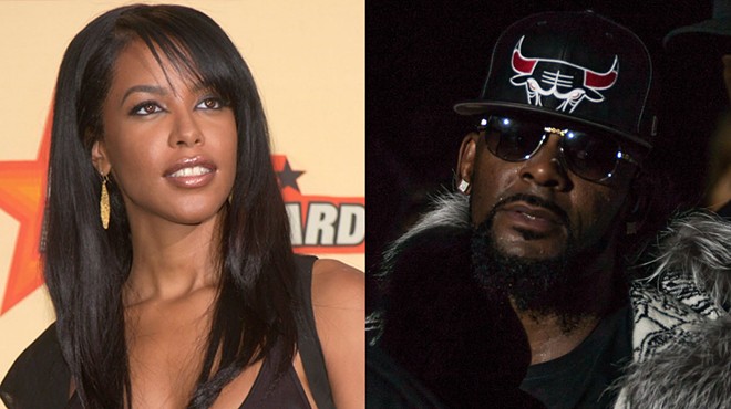 Aaliyah in 2001. R. Kelly in 2016.