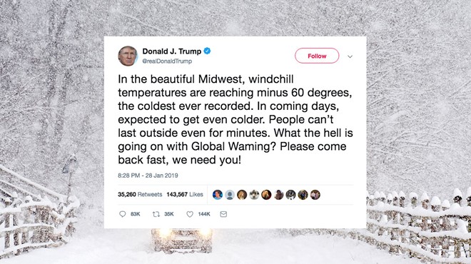 Trump jokes about global warming ahead of Midwest polar vortex