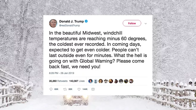 Image: Trump jokes about global warming ahead of Midwest polar vortex