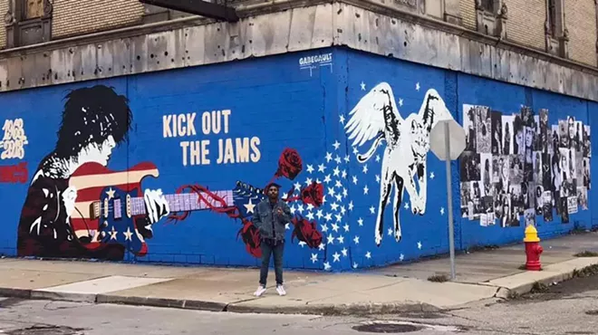 Muralist Gabe Gault painted a mural at the Grande Ballroom.