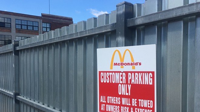 An apparently inaccurate warning at the McDonald’s in Midtown. According to people who’ve been victimized by Breakthrough, even customers can get towed here.